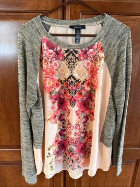 Style & Co. Floral Panel Long-Sleeve Top